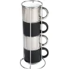 Vaisselle Et Accessoires De Table<Gifi 4 tasses en céramique noir et argent avec support metallique h30