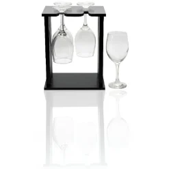 Vaisselle Et Accessoires De Table<Gifi 4 verres à vin avec support en bois noir