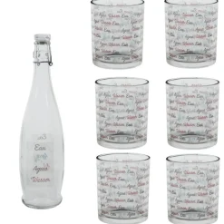 Gifi 6 verres et 1 bouteille 1 L| Vaisselle Et Accessoires De Table