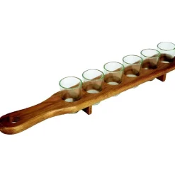 Gifi 6 verres shooter sur support en bois| Vaisselle Et Accessoires De Table