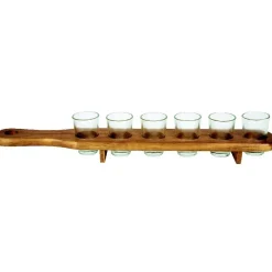 Gifi 6 verres shooter sur support en bois| Vaisselle Et Accessoires De Table