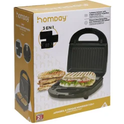Petit Électroménager<Gifi Appareil à croque monsieur 3en1 gaufre et grill 750W
