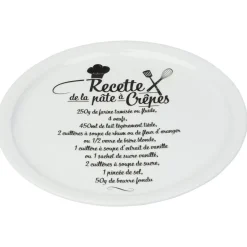 Gifi Assiette à crêpes porcelaine décor recette noir blanc| Vaisselle Et Accessoires De Table