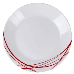 Gifi Assiette à dessert Arcopal blanche lignes rouges| Vaisselle Et Accessoires De Table