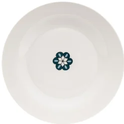 Gifi Assiette à dessert blanche décor fleur bleue| Vaisselle Et Accessoires De Table