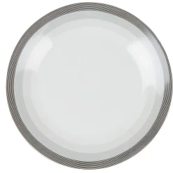 Gifi Assiette à dessert blanche et grise Sérénité Rayures| Vaisselle Et Accessoires De Table