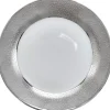 Gifi Assiette à dessert blanche contour argenté| Vaisselle Et Accessoires De Table