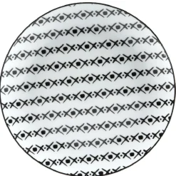 Gifi Assiette à dessert blanche motif ligne de croix noir| Vaisselle Et Accessoires De Table