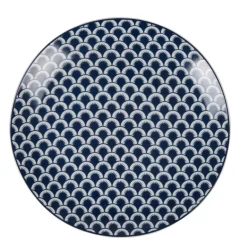 Gifi Assiette à dessert bleu foncé et blanc motif vague seigaiha| Vaisselle Et Accessoires De Table