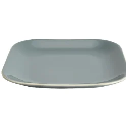 Gifi Assiette à dessert carré en grès grise et blanche| Vaisselle Et Accessoires De Table