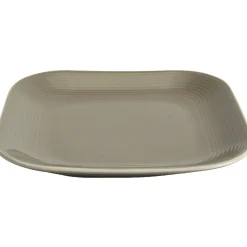 Gifi Assiette à dessert carré en grès taupe et blanche| Vaisselle Et Accessoires De Table
