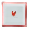 Gifi Assiette à dessert carrée blanc et rouge design poule| Vaisselle Et Accessoires De Table