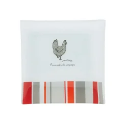 Gifi Assiette à dessert carrée design poule| Vaisselle Et Accessoires De Table