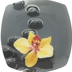 Gifi Assiette à dessert design galets et fleur| Vaisselle Et Accessoires De Table