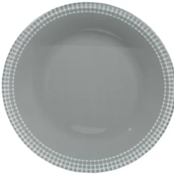 Gifi Assiette à dessert Dotty gris et blanc bord à pois x4| Vaisselle Et Accessoires De Table