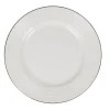Gifi Assiette à dessert en faïence ronde blanche relief bord noir| Vaisselle Et Accessoires De Table