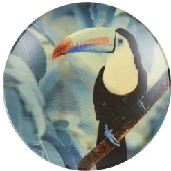 Gifi Assiette à dessert en faïence imprimé exotique toucan| Vaisselle Et Accessoires De Table