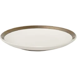 Gifi Assiette à dessert en faïence avec liseré doré| Vaisselle Et Accessoires De Table
