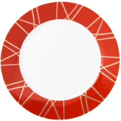 Gifi Assiette à dessert en porcelaine rouge détail doré| Vaisselle Et Accessoires De Table