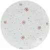 Gifi Assiette à dessert en porcelaine motif flocon rouge| Vaisselle Et Accessoires De Table