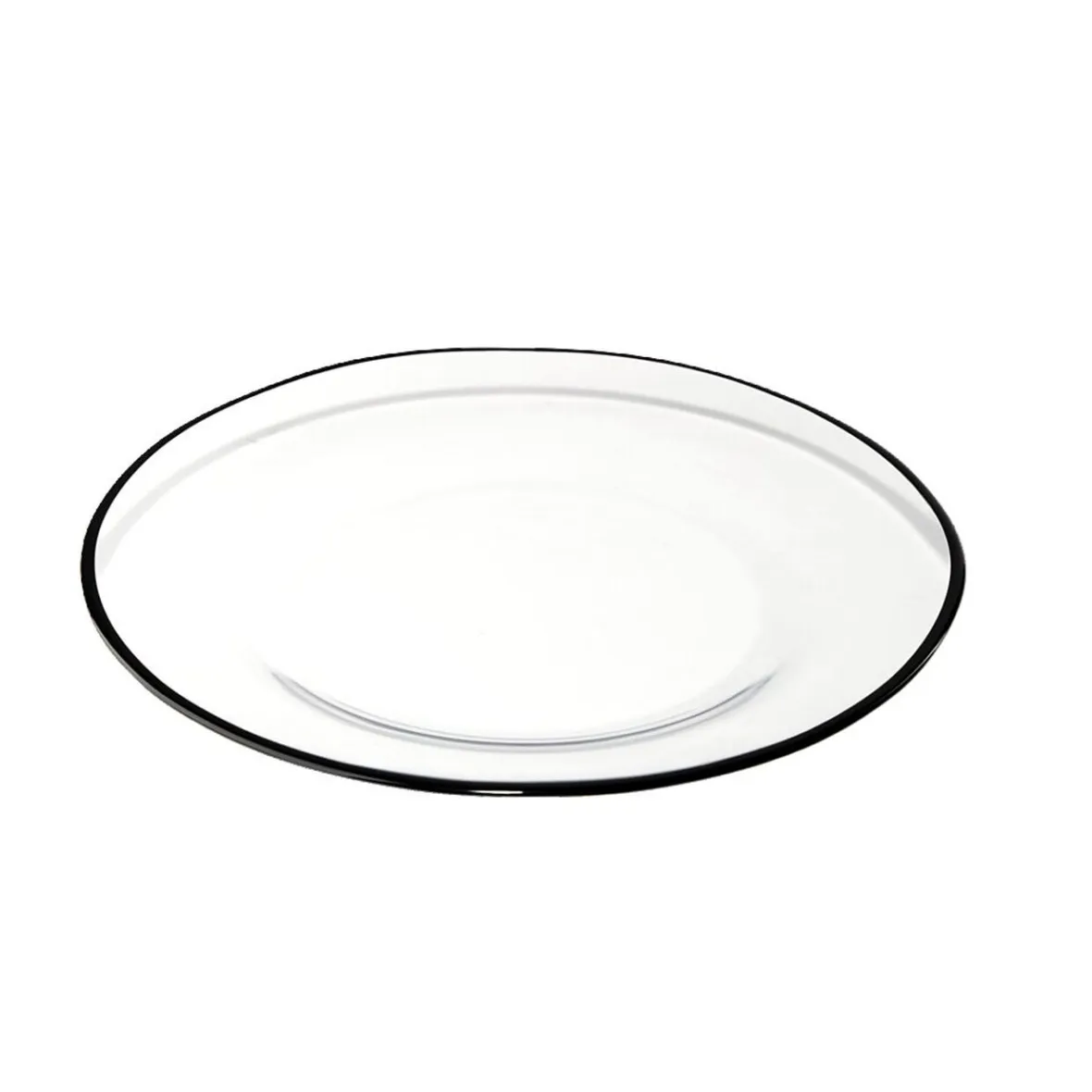 Vaisselle Et Accessoires De Table<Gifi Assiette à dessert en verre transparent bord noir Ø20cm