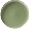 Gifi Assiette à dessert faïence vert avec liseré crème| Vaisselle Et Accessoires De Table