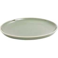 Gifi Assiette à dessert faïence vert avec liseré crème| Vaisselle Et Accessoires De Table