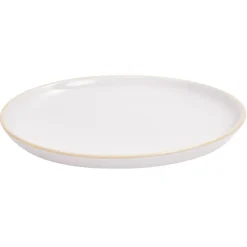 Gifi Assiette à dessert faïence gris avec liseré crème| Vaisselle Et Accessoires De Table