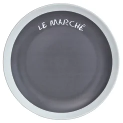 Gifi Assiette à dessert grise contour blanc inscription Le marché| Vaisselle Et Accessoires De Table