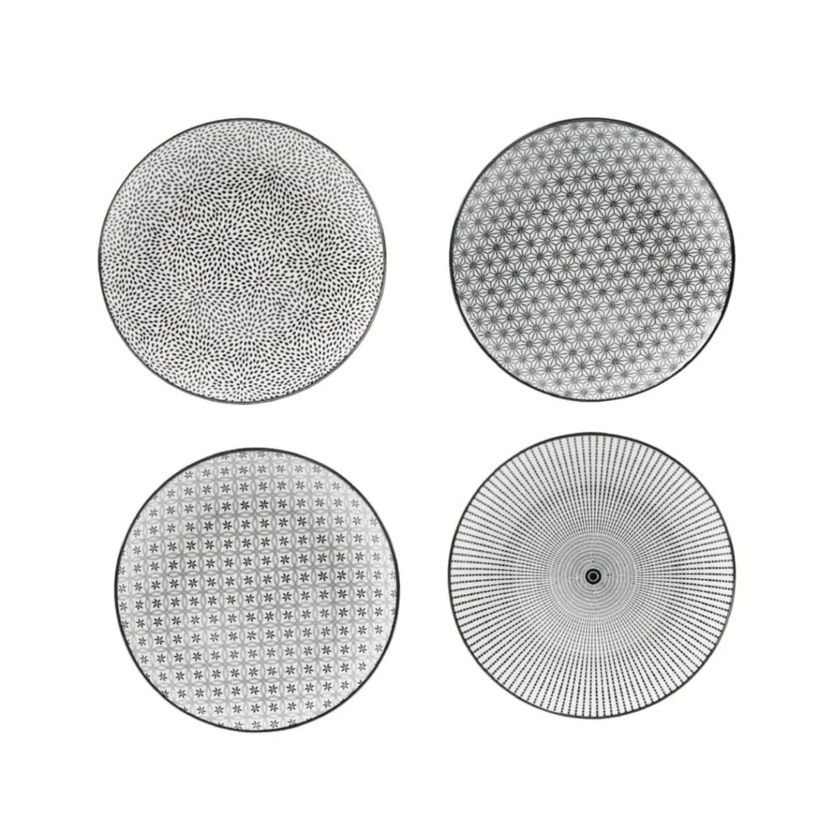 Vaisselle Et Accessoires De Table<Gifi Assiette à dessert Helsinki décor noir blanc x4