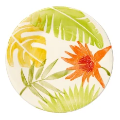 Gifi Assiette à dessert motif feuilles tropicales| Vaisselle Et Accessoires De Table