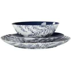 Gifi Assiette à dessert motif feuillage bleu et blanc| Vaisselle Et Accessoires De Table
