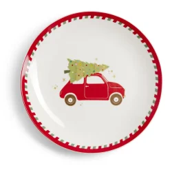 Vaisselle Et Accessoires De Table<Gifi Assiette à dessert Noël porcelaine blanche motif voiture rouge Ø19cm