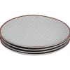 Gifi Assiette à dessert Oreige décor trèfles à bord rouge x4| Vaisselle Et Accessoires De Table