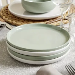 Vaisselle Et Accessoires De Table<Gifi Assiette à dessert Oslo en grès vert Ø20cm
