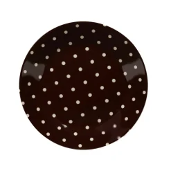 Gifi Assiette à dessert porcelaine chocolat pois ivoire| Vaisselle Et Accessoires De Table