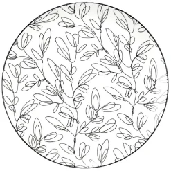 Gifi Assiette à dessert porcelaine motif feuillage noir blanc Ø19xH2cm| Vaisselle Et Accessoires De Table