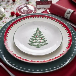 Vaisselle Et Accessoires De Table<Gifi Assiette à dessert porcelaine blanche motif sapin de Noël Ø19cm