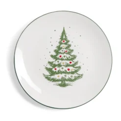 Vaisselle Et Accessoires De Table<Gifi Assiette à dessert porcelaine blanche motif sapin de Noël Ø19cm