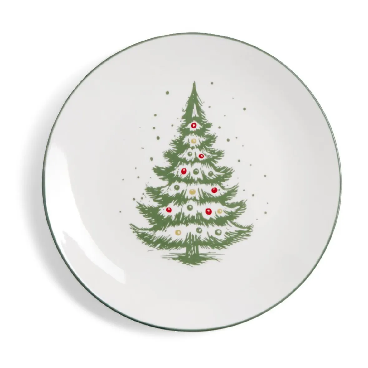 Vaisselle Et Accessoires De Table<Gifi Assiette à dessert porcelaine blanche motif sapin de Noël Ø19cm
