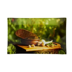 Gifi Assiette à dessert rectangulaire design ail et pain| Vaisselle Et Accessoires De Table
