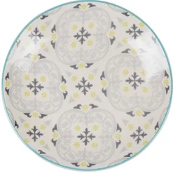 Vaisselle Et Accessoires De Table<Gifi Assiette à dessert ronde beige à motif gris et jaune
