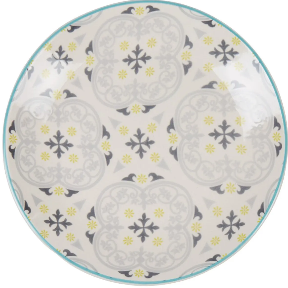 Vaisselle Et Accessoires De Table<Gifi Assiette à dessert ronde beige à motif gris et jaune
