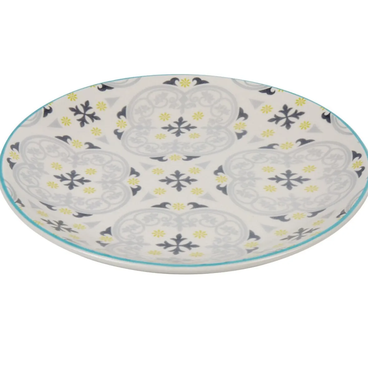 Vaisselle Et Accessoires De Table<Gifi Assiette à dessert ronde beige à motif gris et jaune