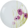 Gifi Assiette à dessert ronde blanche motif pavot violet| Vaisselle Et Accessoires De Table