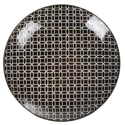 Gifi Assiette à dessert ronde blanche motif géométrique noir| Vaisselle Et Accessoires De Table