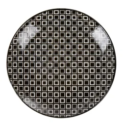 Gifi Assiette à dessert ronde blanche motif losange noir Etna| Vaisselle Et Accessoires De Table