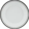 Gifi Assiette à dessert ronde blanche bordure gris noir Lizzy| Vaisselle Et Accessoires De Table