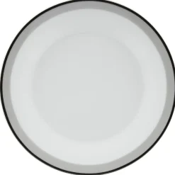 Gifi Assiette à dessert ronde blanche bordure gris noir Lizzy| Vaisselle Et Accessoires De Table