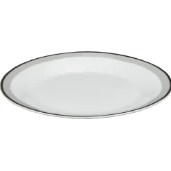 Gifi Assiette à dessert ronde blanche bordure gris noir Lizzy| Vaisselle Et Accessoires De Table